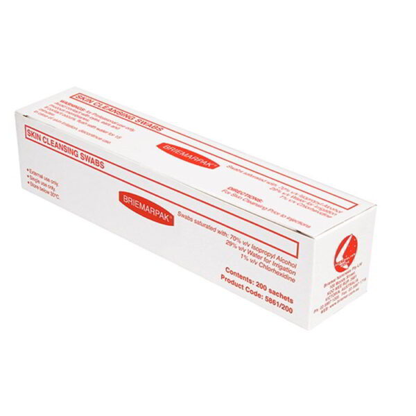 Briemar Chlorhexidine swabs 1% Box 200